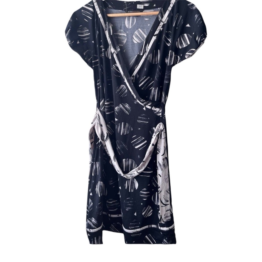 BCBG Black and White Abstract Dress